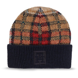Czapka Tommy Hilfiger Tommy Check Beanie AW0AW15315 Granatowy
