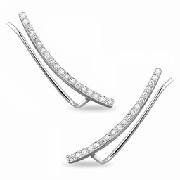 Eleganckie rodowane srebrne kolczyki nausznice z cyrkoniami srebro