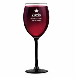 Kieliszek grawerowany do wina z czarną nóżką onyx