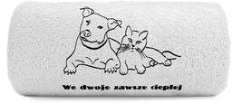 Ręcznik 100x50 z haftem - Pies i kot