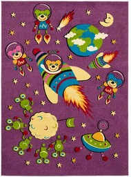 Dywan Dziecięcy Funky Gal Fioletowy Kosmonauta 133X180 cm