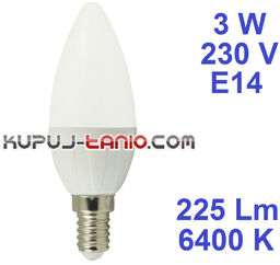 Żarówka LED Świeczka (C35) 3W, 230V, gwint E14,
