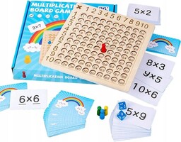 TABLICZKA MNOŻENIA GRA DREWNIANA MONTESSORI DZIECI GRA EDUKACYJNA
