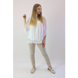 Jedwabna bluzka z koronką Fabiana Biała UNI