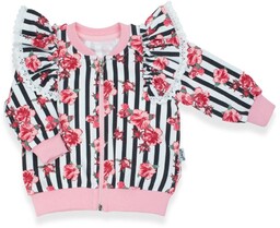 Dziewczęca bluza bomberka kwiaty biała Nicol,r.98