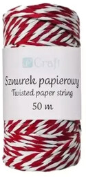 Sznurek papierowy skręcany czerwono-biały 50m - Dalprint