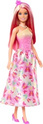 Barbie Lalka Księżniczka z długimi różowo-blond włosami, kolorowymi