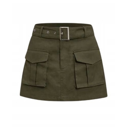 SHEIN KHAKI SPÓDNICA MINI Z KIESZENIAMI I PASKIEM