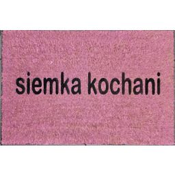 Różowa wycieraczka kokosowa z napisem- siemka kochani