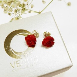 Kolczyki z różą z korala