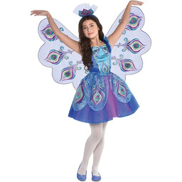 amscan 9904789 dziecięcy kostium pawia 6-8 lat, 3-częściowy,