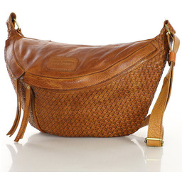Duża torebka nerka półksiężyc skóra pleciona - MARCO