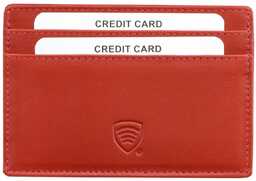 Skórzane damskie etui blokujące karty zbliżeniowe RFID (Czerwony)