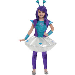 Alien Girl Costume, srebrny (M)