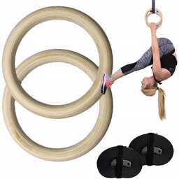 2X Profesjonalne drewniane kółka gimnastyczne, kółka gimnastyczne
