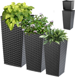 Donice na kwiaty z wkładem Pesaro rattan 25