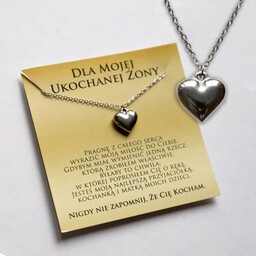 Naszyjnik z dedykacją serce srebrne na urodziny