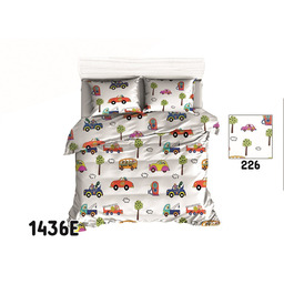Extrapościel Pościel bawełniana 90x120 1436E biała Auta pojazdy