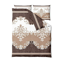 Zaratex Pościel satynowa 160x200 Palace beżowa brązowa ornamenty