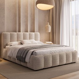 Łóżko tapicerowane z pojemnikiem 4578G 140x200 Boucle Biały