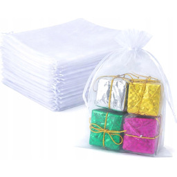 TOREBKI 13X18CM 100 SZTUK ORGANZA BIAŁE WORECZKI OZDOBNE