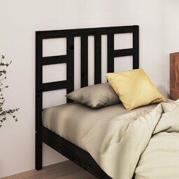vidaXL Wezgłowie łóżka, czarne, 81x4x100 cm, lite drewno