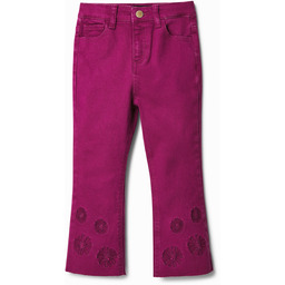 Spodnie dżinsowe flare cropped z flokowaniem