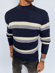 Sweter męski półgolf w paski granatowy Dstreet WX2126-XL/XXL