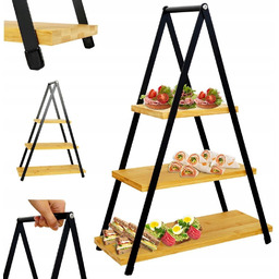 Patera Bambusowa 3-piętrowa poziomowa na ciasto ciastka owoce