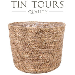 OKRĄGŁY KOSZ Z TRAWY MORSKIEJ Z FOLIĄ 26x26x19