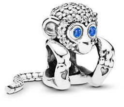 Rodowany srebrny charms do pandora małpa małpka monkey