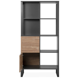 Regał do salonu antracyt / dekor bambus mat