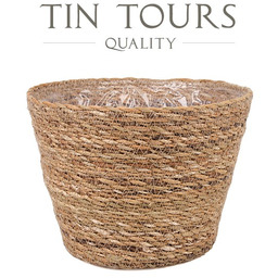 OKRĄGŁY KOSZ Z TRAWY MORSKIEJ Z FOLIĄ 22x22x17