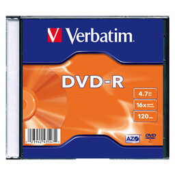 Verbatim DVD-R, Matt Silver, 43547, 4.7GB, 16x, slim