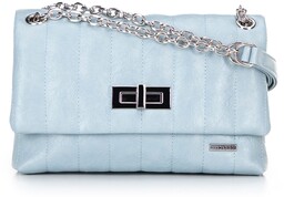 Damska crossbody z ekoskóry dwukomorowa mała niebieska