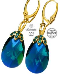 Kryształy Special Kolczyki Emerald Gold Złote Srebro