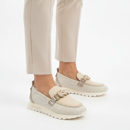 Hispanitas Półbuty damskie, ze skóry naturalnej z tekstylnymi