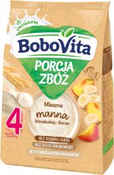 BoboVita Porcja Zbóż Kaszka manna, brzoskwinia-banan, mleczna, bez
