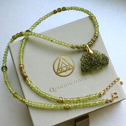 Pakamera Choker z mołdawitem, oliwinem, tsaworytem, jadeitem