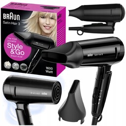 MOCNA SUSZARKA DO WŁOSÓW BRAUN SKŁADANA CZARNA TURYSTYCZNA