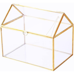 Kształt domu, zamknięte, szklane, geometryczne, terrarium, na stół,