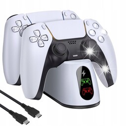 Bezprzewodowa Ładowarka LED Do Pada Dualsense PS5 Podwójna