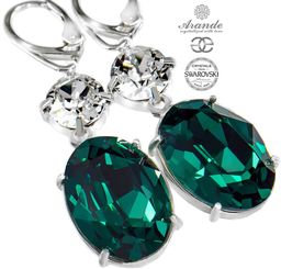 Kryształy Kolczyki Emerald Crystal Srebro Certyfikat