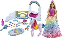 Barbie Dreamtopia Lalka Księżniczka + Jednorożec Nauka toalety;