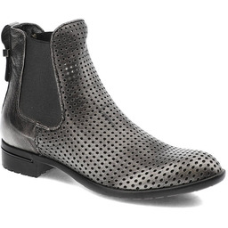Srebrne Botki Carinii Skórzane Buty Damskie