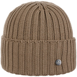 Czapka Dzianinowa z Mankietem Merino by Lierys, jasnobrązowy,
