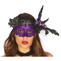 Maska karnawałowa fioletowa z liśćmi
