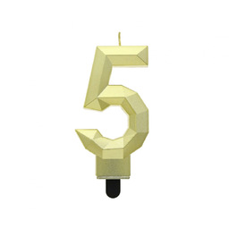 Świeczka cyferka diament złota - 5 - pięć