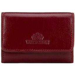 Mały damski portfel ze skóry na zatrzask czerwony