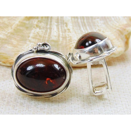 Spinki srebrne z bursztynem, handmade 814-105